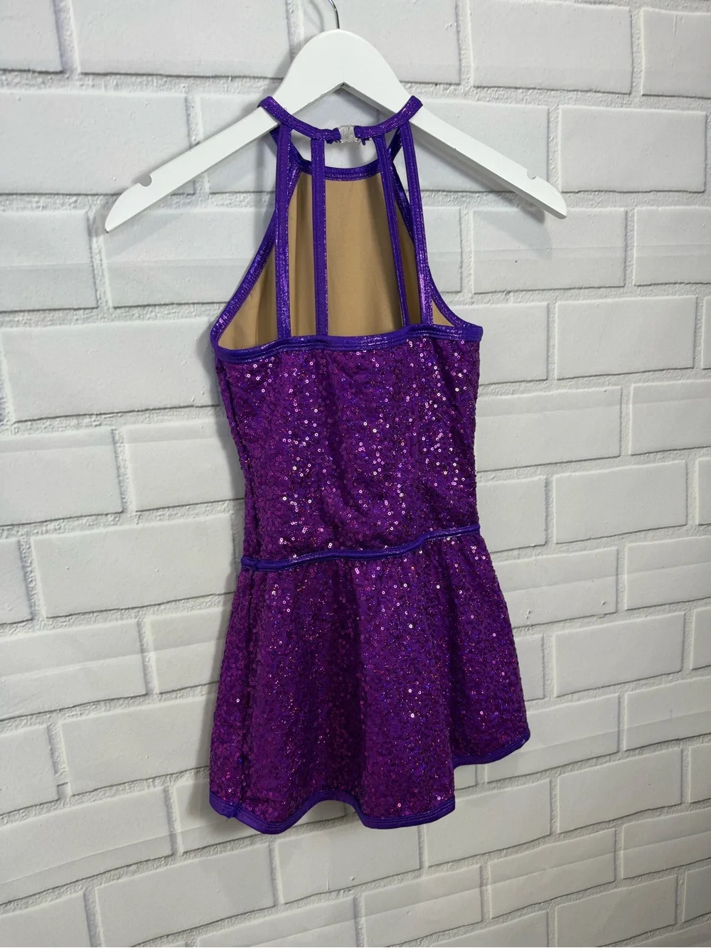 Girls Purple Sequin Dance Performance Dress Costume
